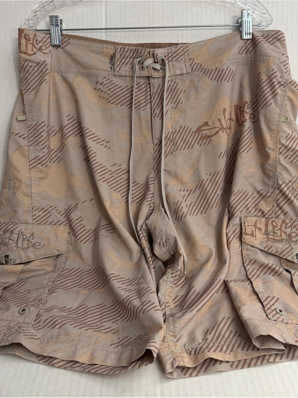 Salt Life Men's Beige Tan Camo Swim Trunks